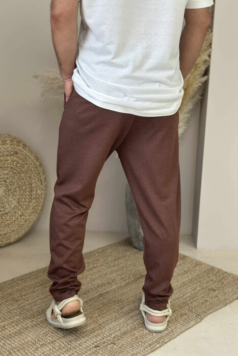 ONE COLOR SIMPLE MEN PANTS BROWN/KAFE - 3