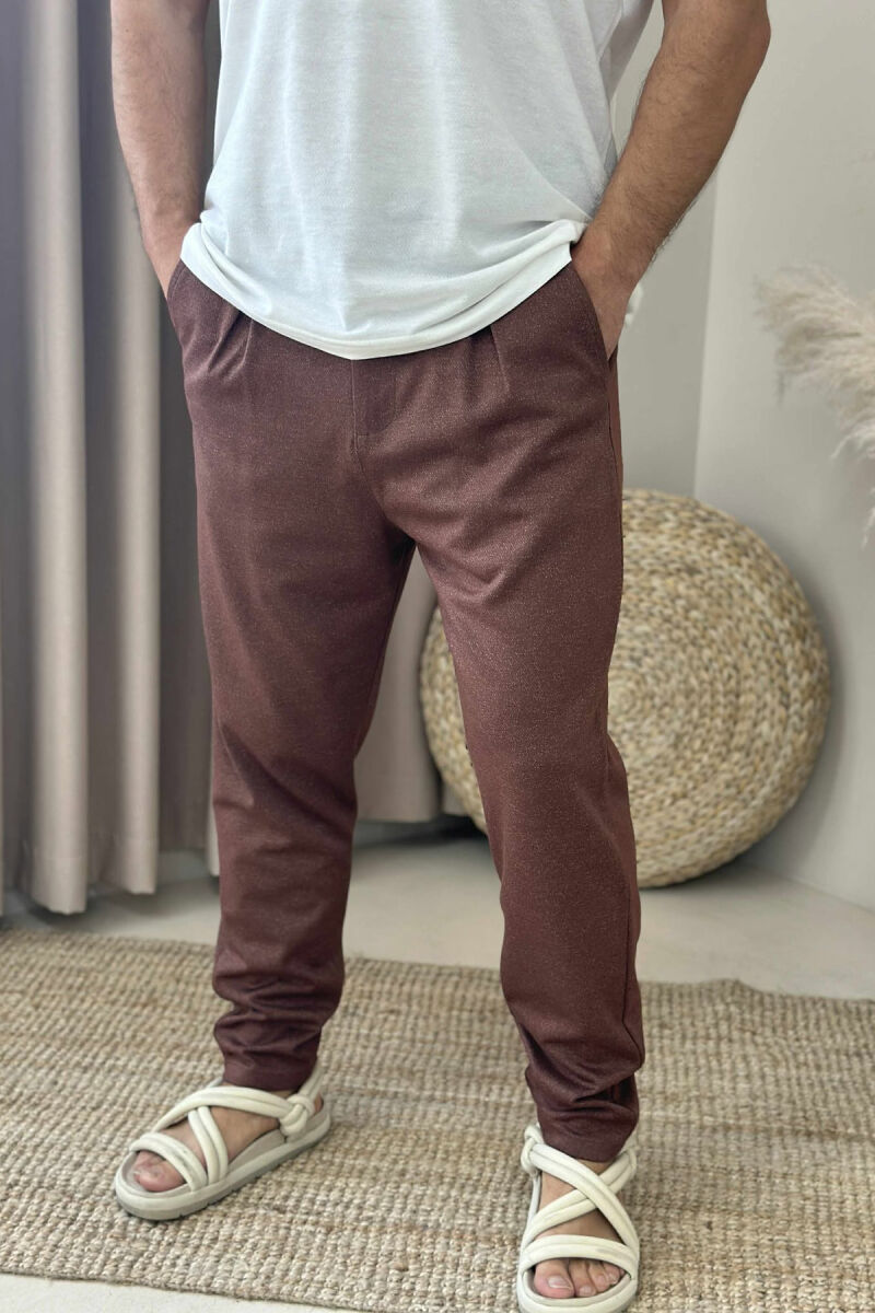 ONE COLOR SIMPLE MEN PANTS BROWN/KAFE - 4