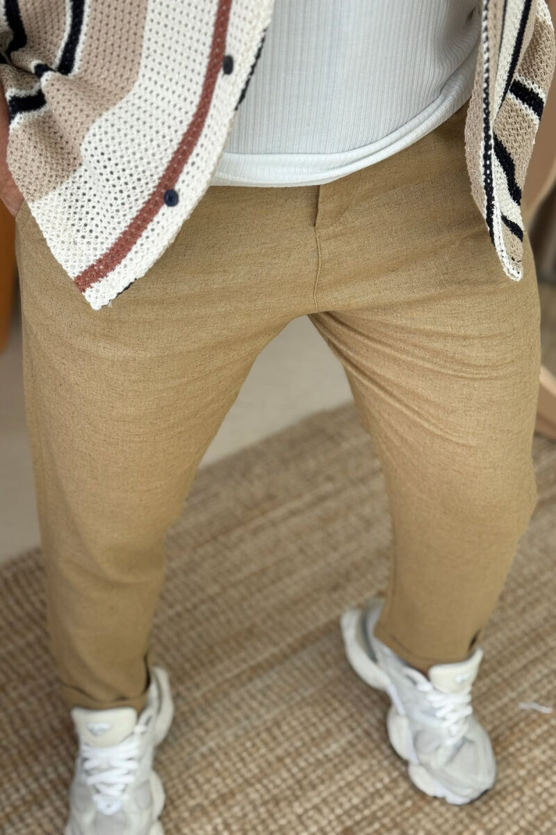 ONE COLOR SIMPLE MEN PANTS BROWN/KAFE - 3