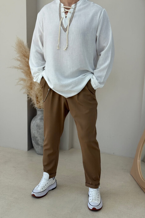ONE COLOR SIMPLE MEN PANTS BROWN/KAFE - 1