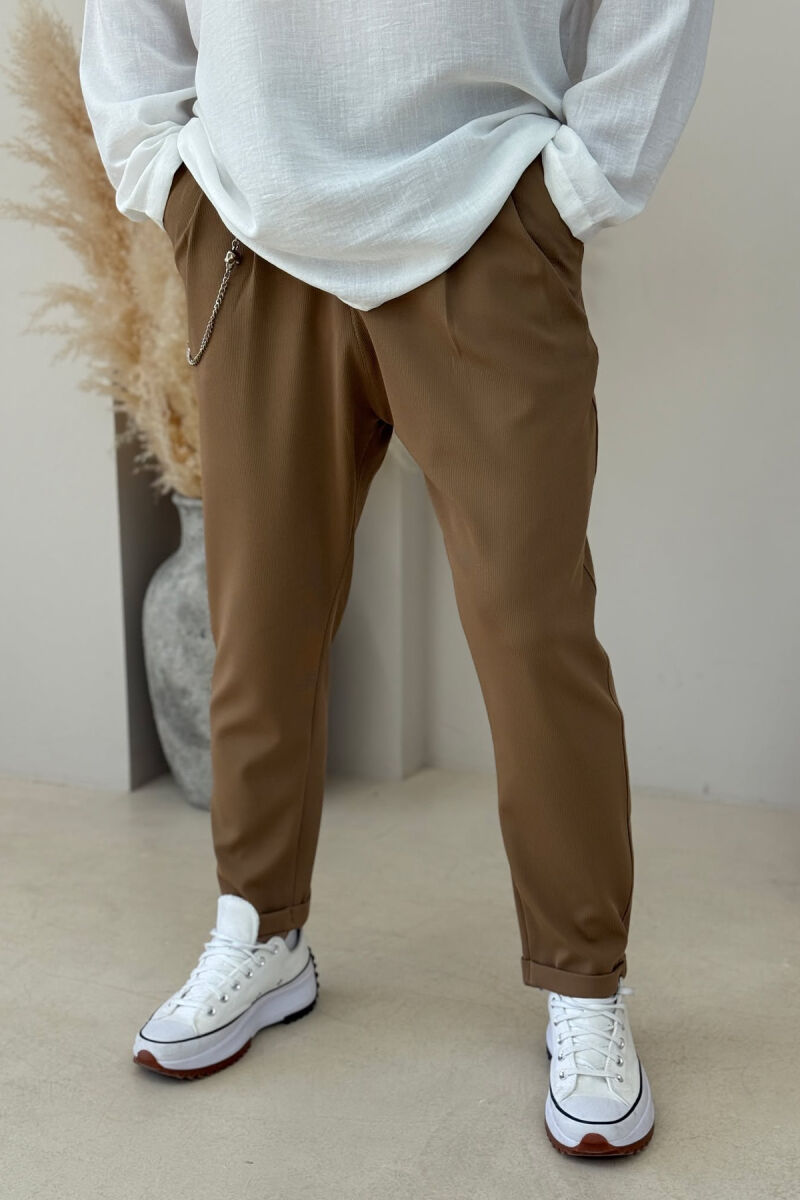 ONE COLOR SIMPLE MEN PANTS BROWN/KAFE - 2