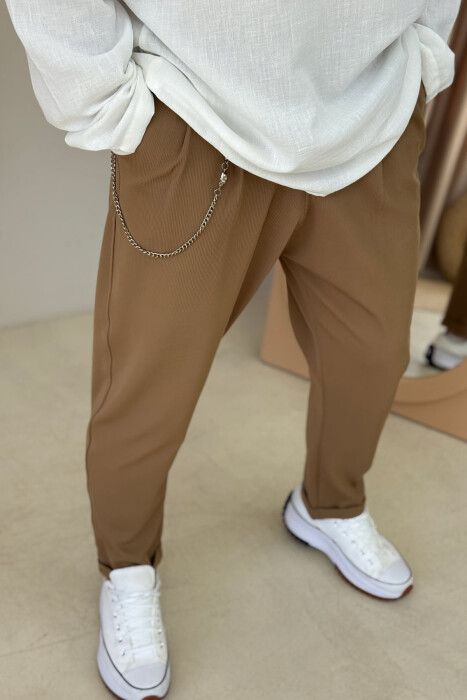ONE COLOR SIMPLE MEN PANTS BROWN/KAFE - 3