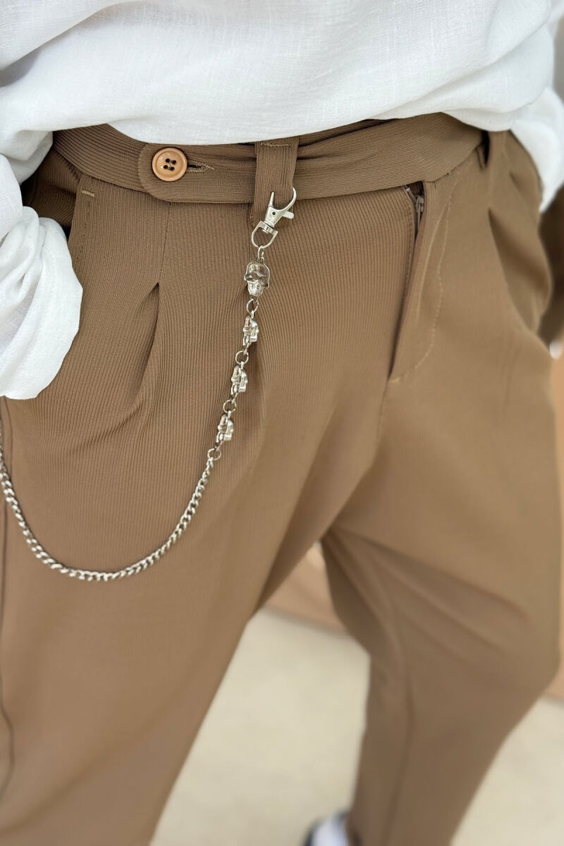 ONE COLOR SIMPLE MEN PANTS BROWN/KAFE - 4