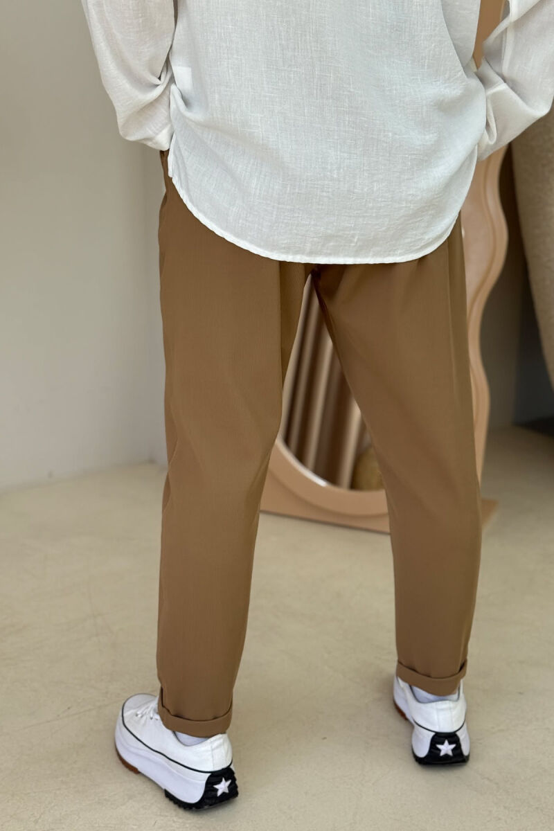 ONE COLOR SIMPLE MEN PANTS BROWN/KAFE - 5
