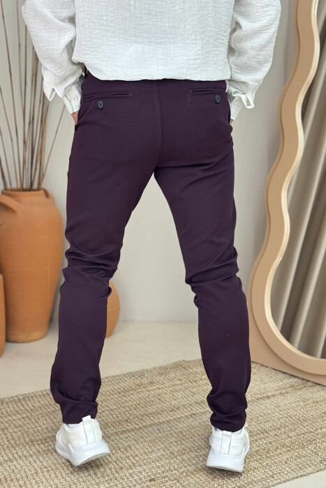 ONE COLOR SIMPLE MEN PANTS BURGUNDY/VISHNJE - 2