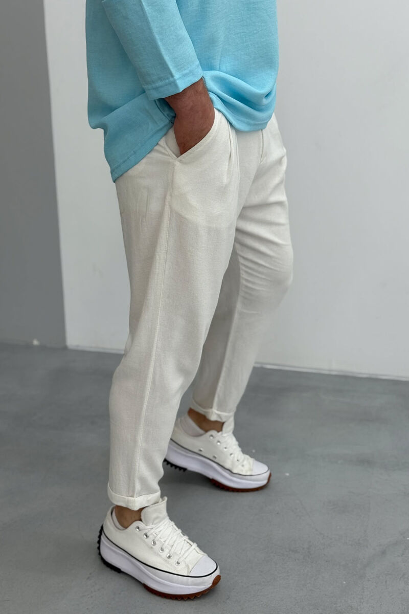 ONE COLOR SIMPLE MEN PANTS CREAM/KREM - 2
