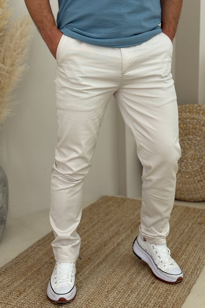 ONE COLOR SIMPLE MEN PANTS CREAM/KREM - 2