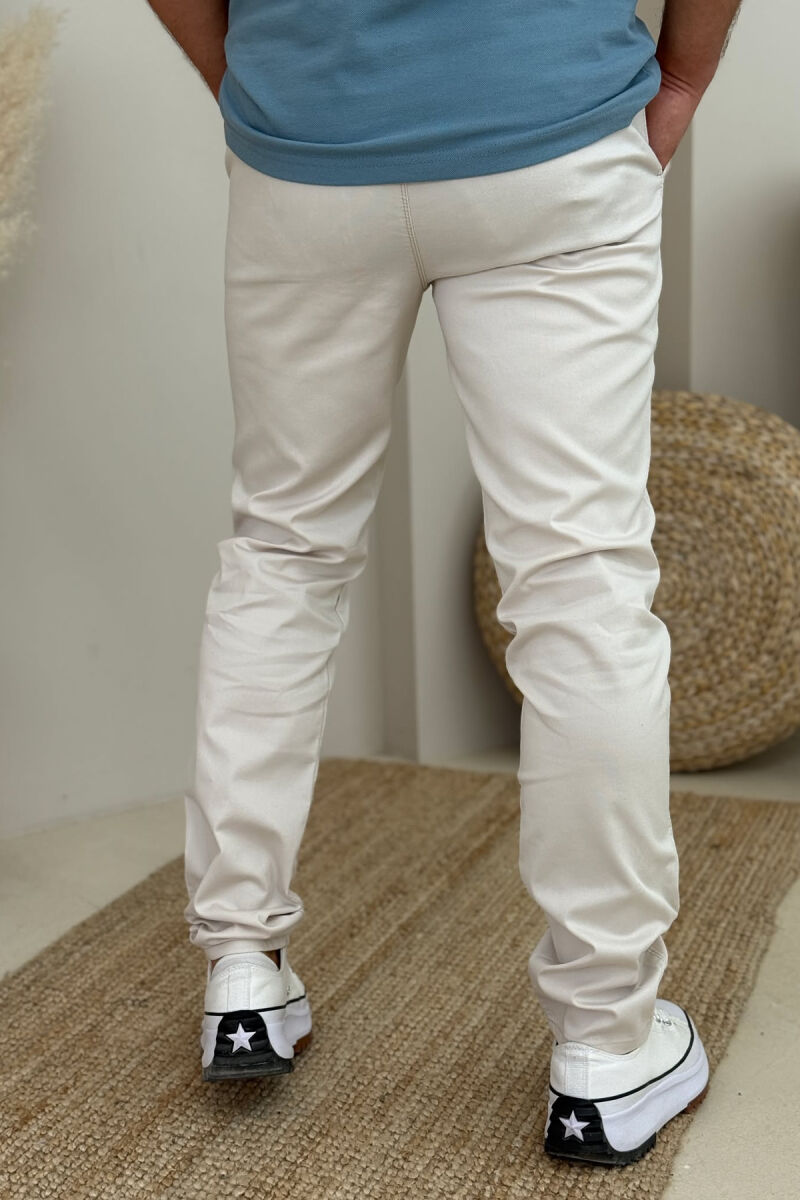 ONE COLOR SIMPLE MEN PANTS CREAM/KREM - 5