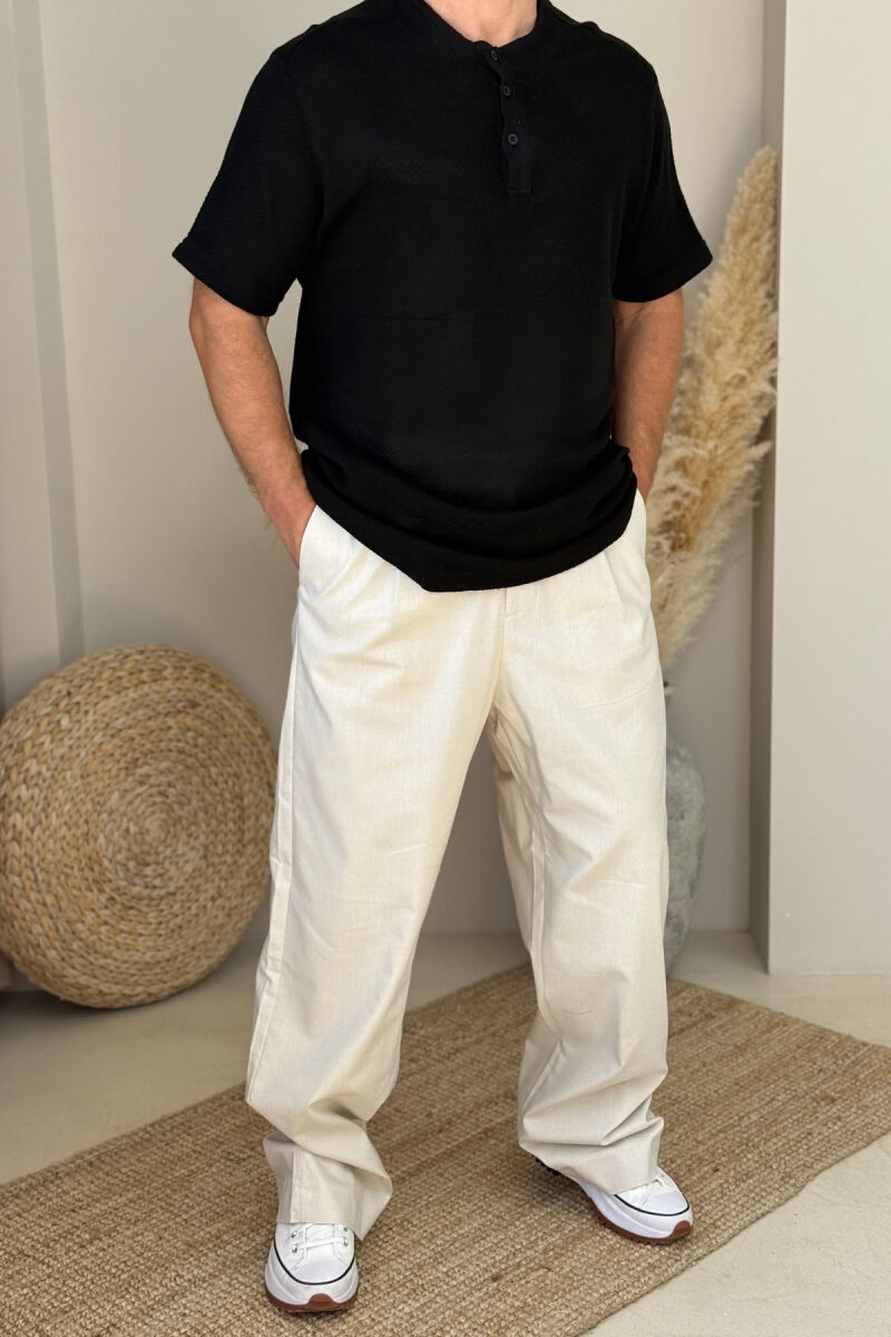 ONE COLOR SIMPLE MEN PANTS CREAM/KREM - 1