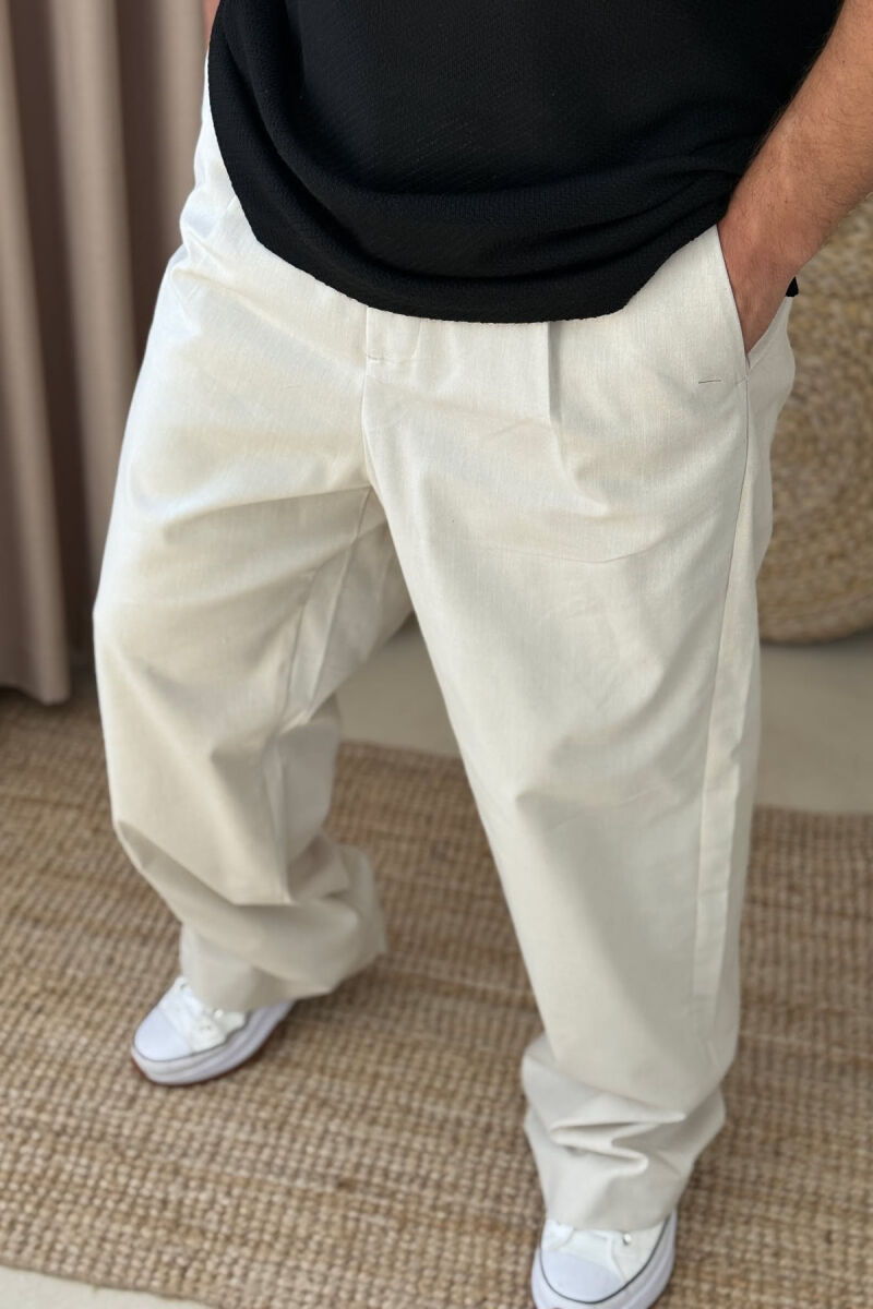 ONE COLOR SIMPLE MEN PANTS CREAM/KREM - 2