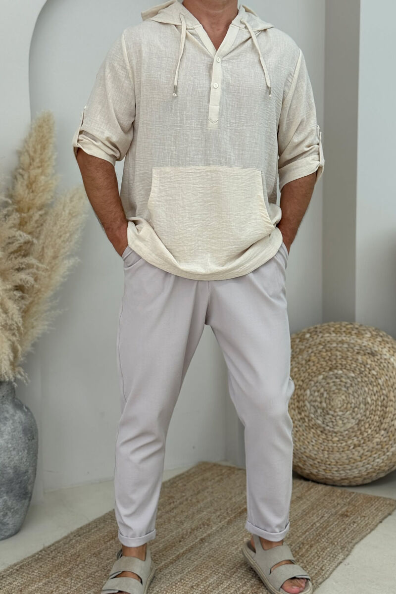 ONE COLOR SIMPLE MEN PANTS CREAM/KREM - 1