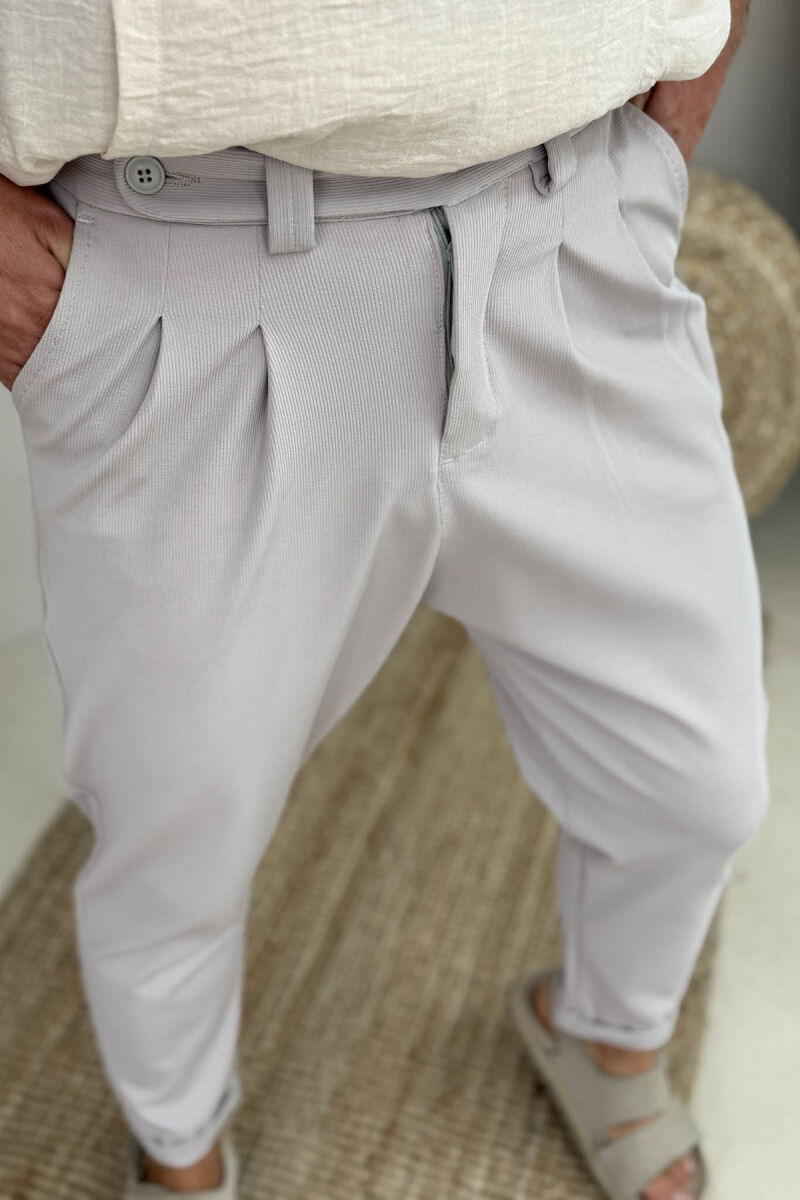 ONE COLOR SIMPLE MEN PANTS CREAM/KREM - 3