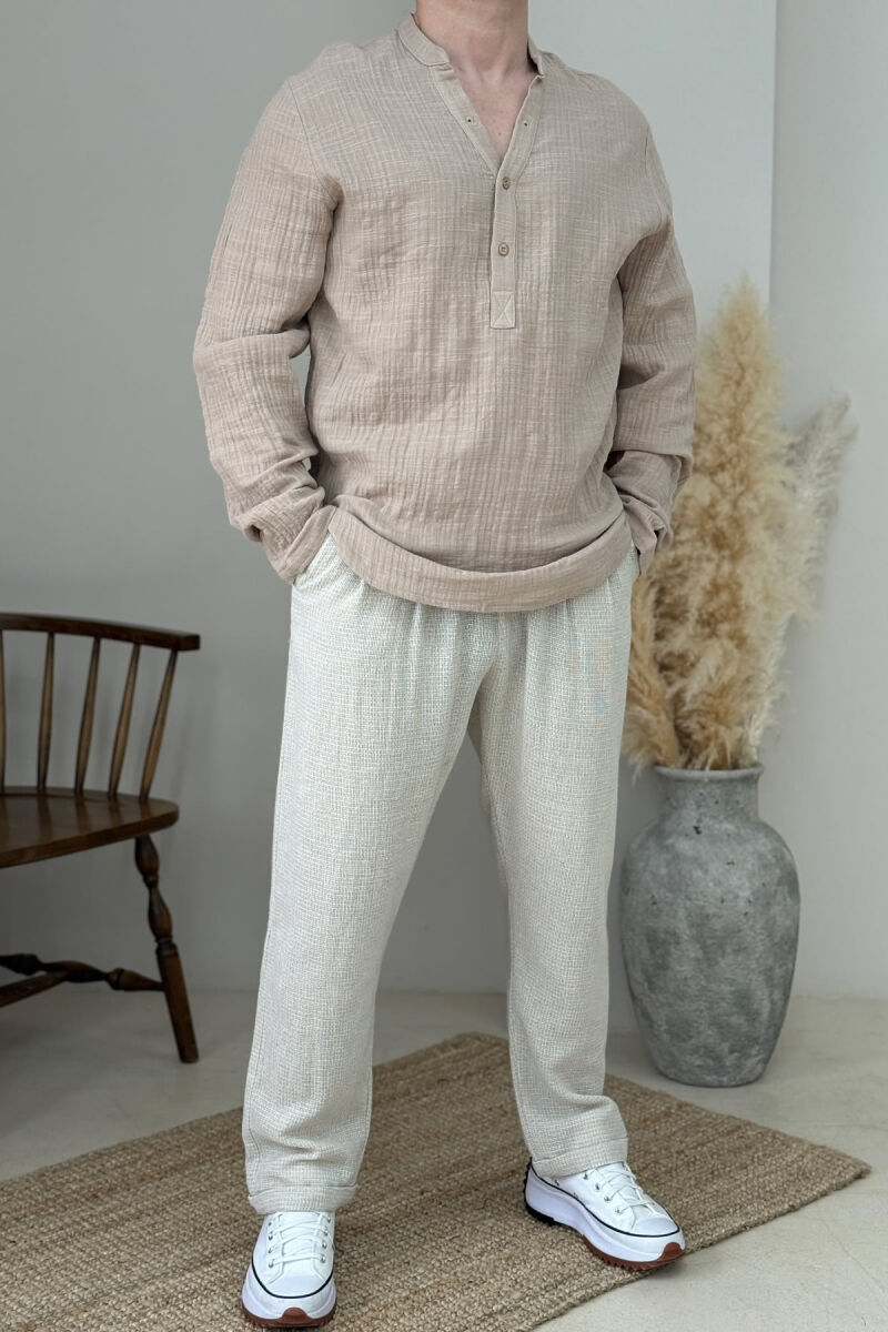 ONE COLOR SIMPLE MEN PANTS CREAM/KREM - 1
