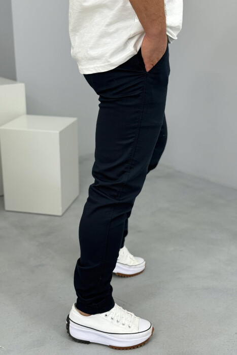ONE COLOR SIMPLE MEN PANTS DARK BLUE/BEE - 5