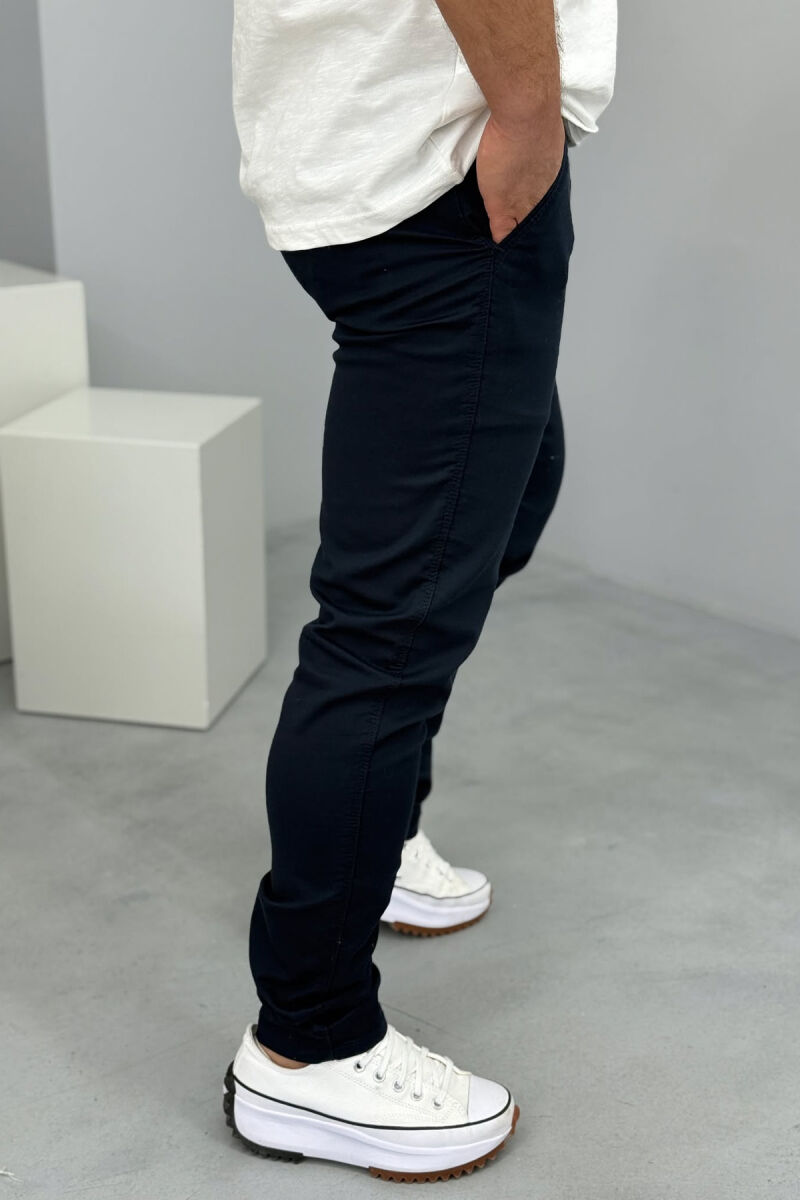 ONE COLOR SIMPLE MEN PANTS DARK BLUE/BEE - 5