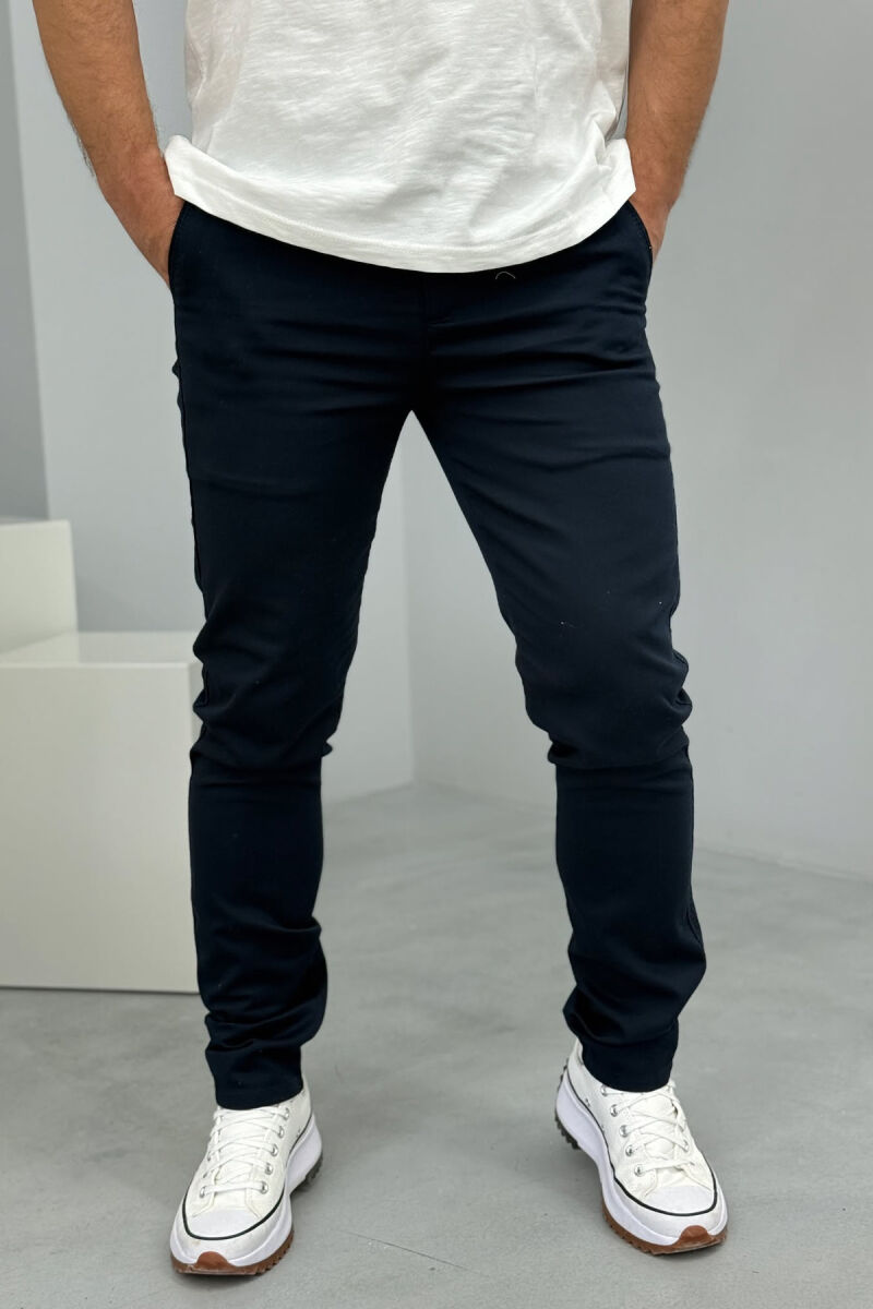 ONE COLOR SIMPLE MEN PANTS DARK BLUE/BEE - 2