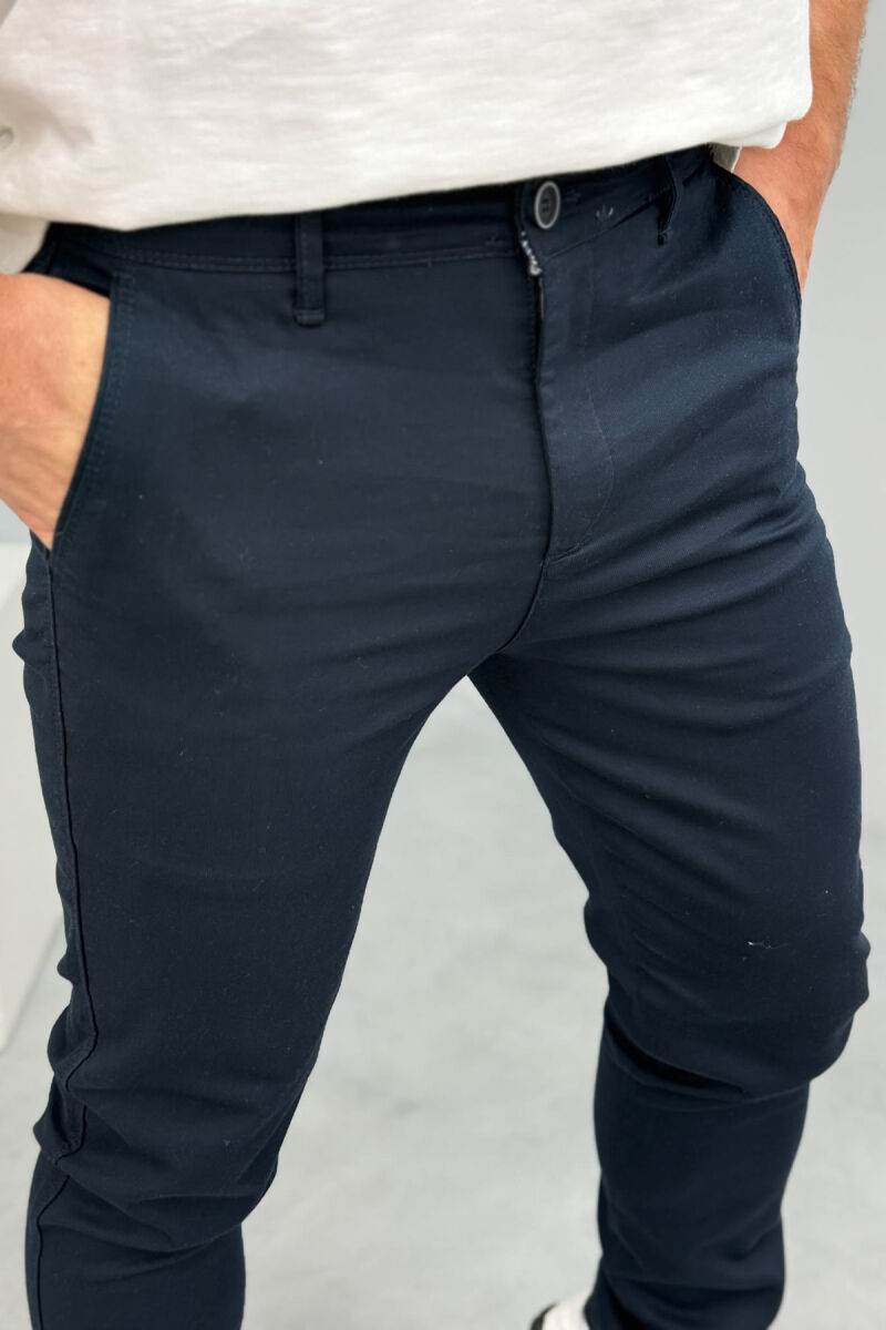 ONE COLOR SIMPLE MEN PANTS DARK BLUE/BEE - 3