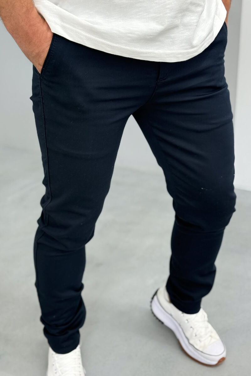 ONE COLOR SIMPLE MEN PANTS DARK BLUE/BEE - 4