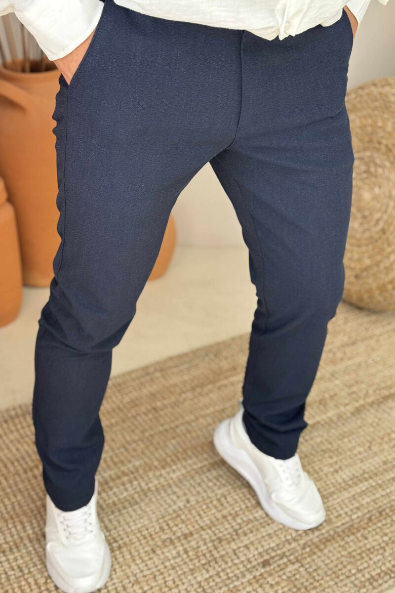 ONE COLOR SIMPLE MEN PANTS DARK BLUE/BEE - 4