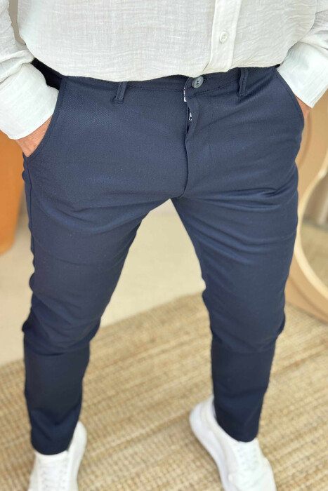 ONE COLOR SIMPLE MEN PANTS DARK BLUE/BEE - 4