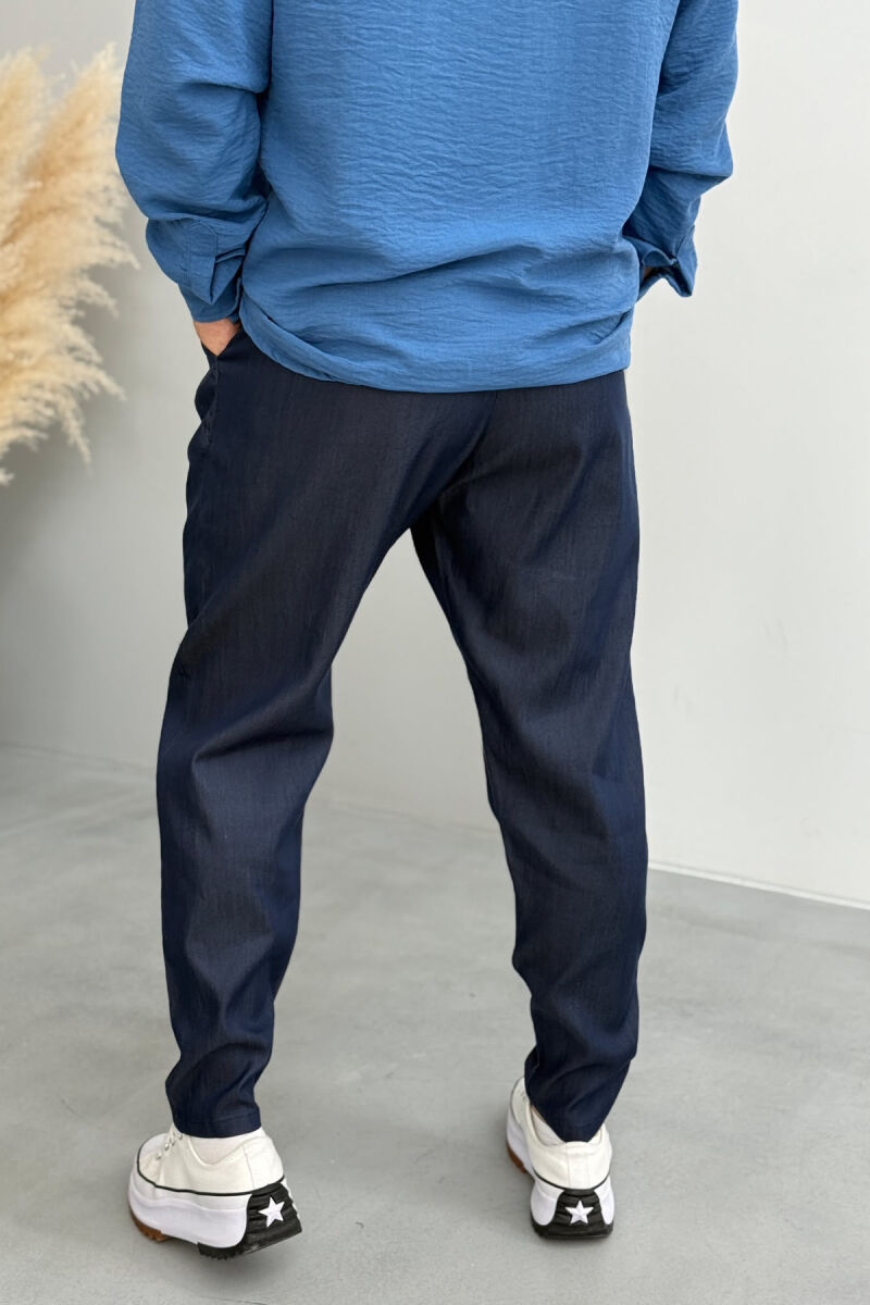 ONE COLOR SIMPLE MEN PANTS DARK BLUE/BEE - 4
