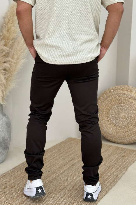 ONE COLOR SIMPLE MEN PANTS DARK BROWN/KAE - 4