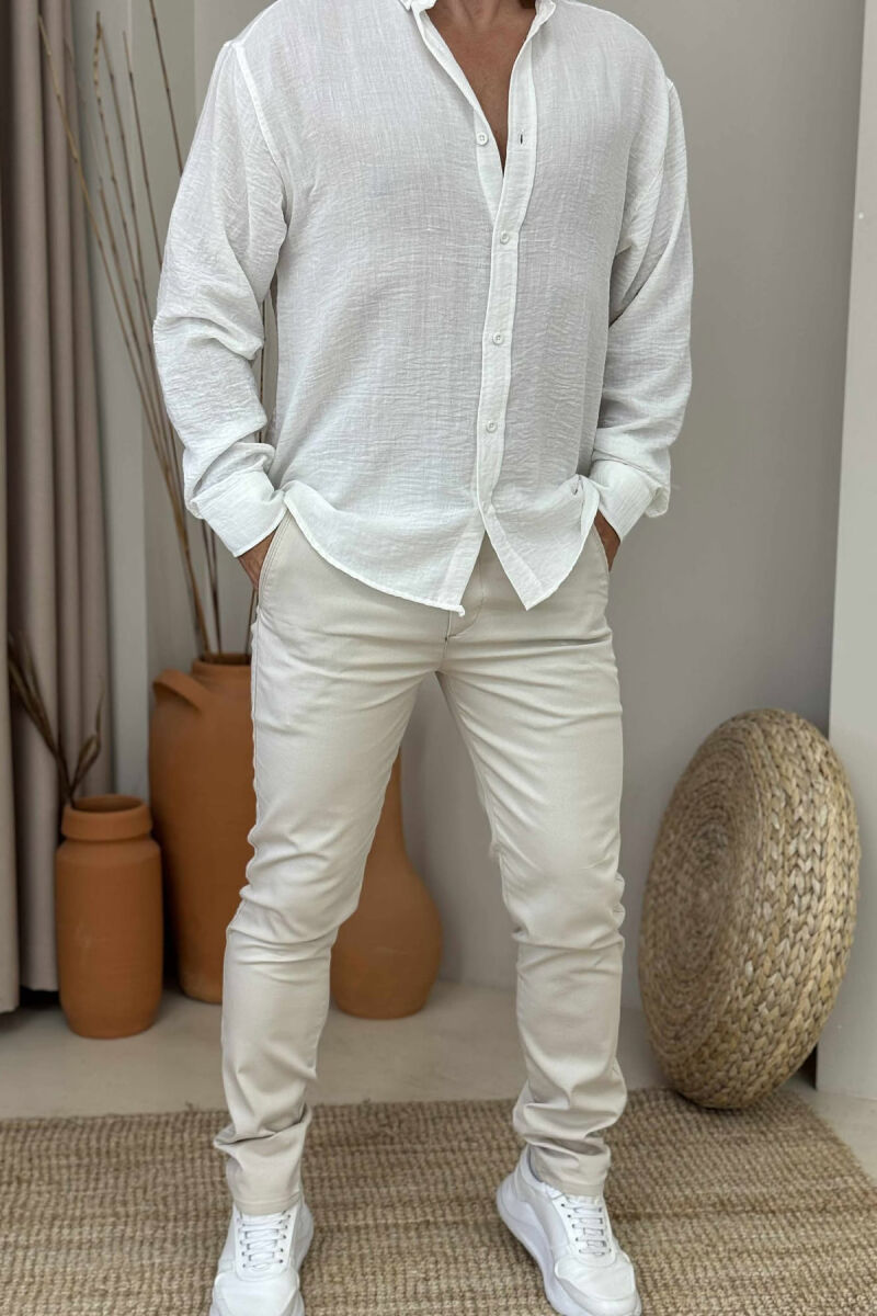 ONE COLOR SIMPLE MEN PANTS LIGHT BEIGE/BZHZB - 1