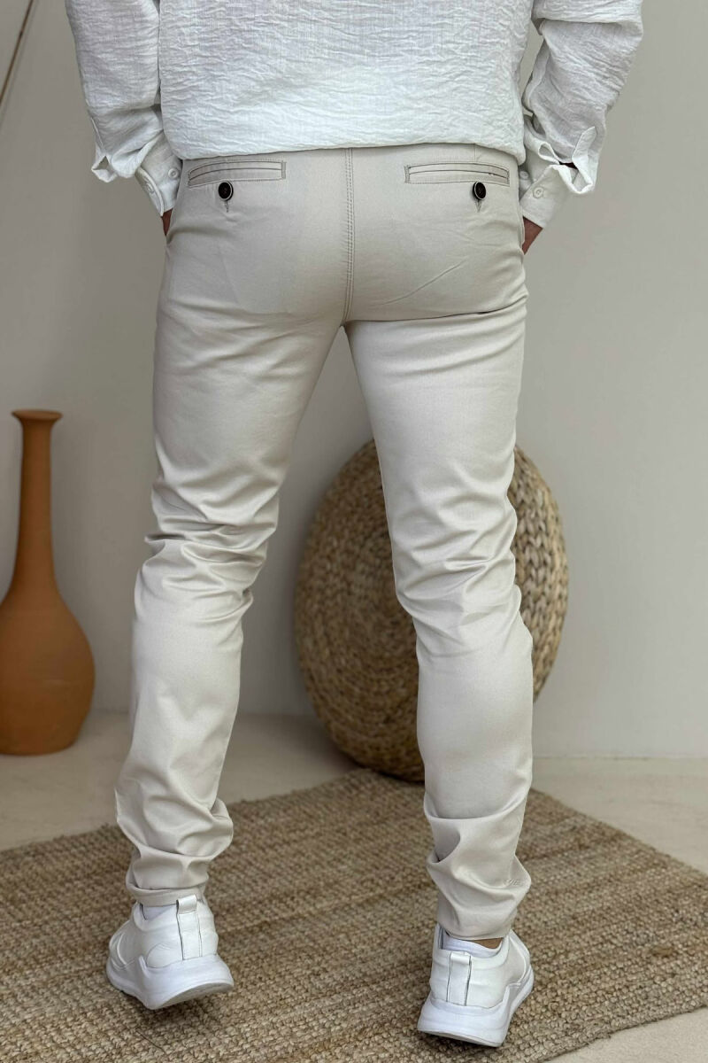 ONE COLOR SIMPLE MEN PANTS LIGHT BEIGE/BZHZB - 2