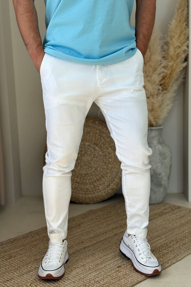 ONE COLOR SIMPLE MEN PANTS WHITE-E BARDHE - 2