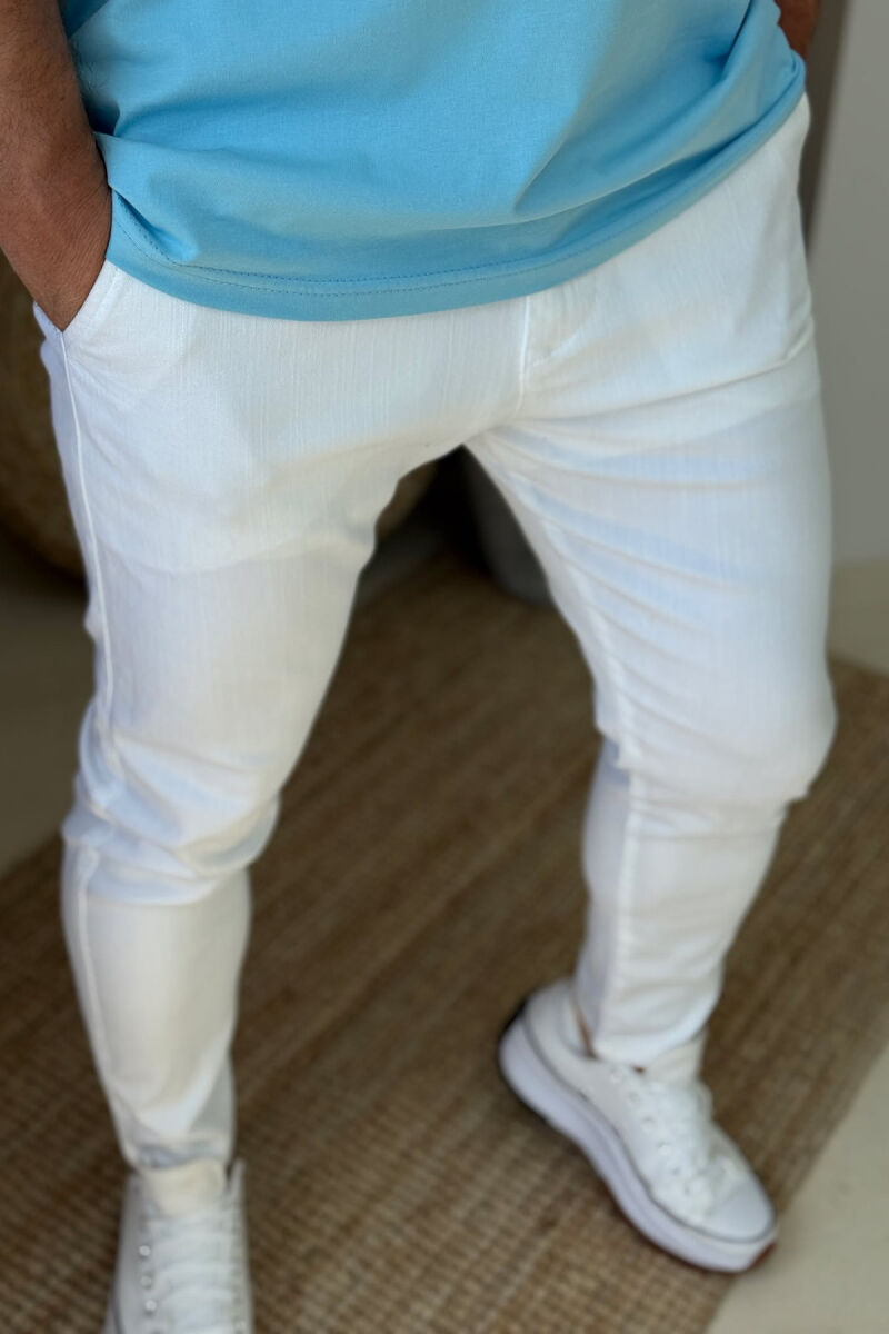 ONE COLOR SIMPLE MEN PANTS WHITE-E BARDHE - 3