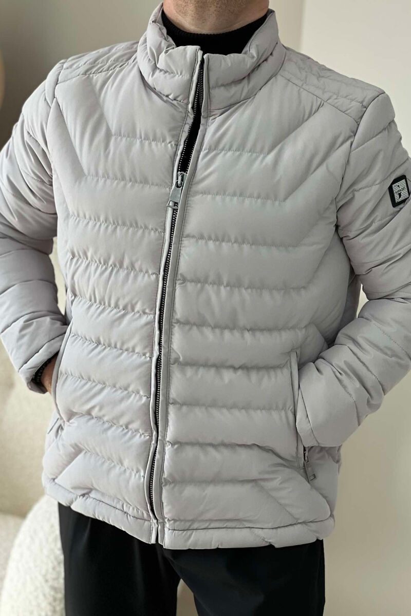 ONE COLOR SIMPLE MEN PUFFER JACKET LIGHT GREY/GZ - 4