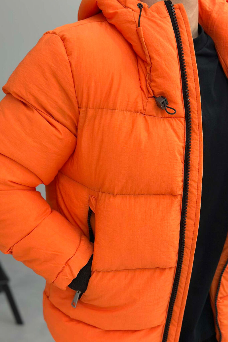 ONE COLOR SIMPLE MEN PUFFER JACKET ORANGE/PORTOKALLI - 2