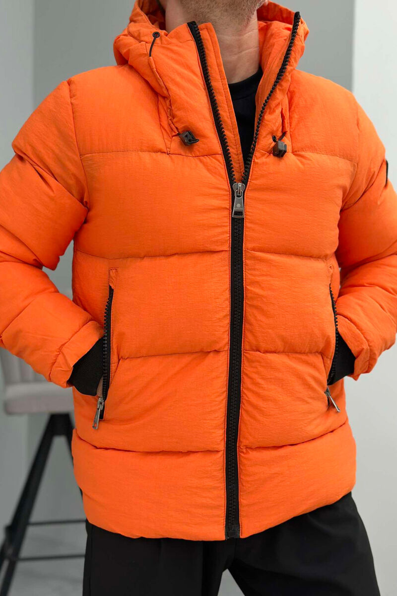 ONE COLOR SIMPLE MEN PUFFER JACKET ORANGE/PORTOKALLI - 4