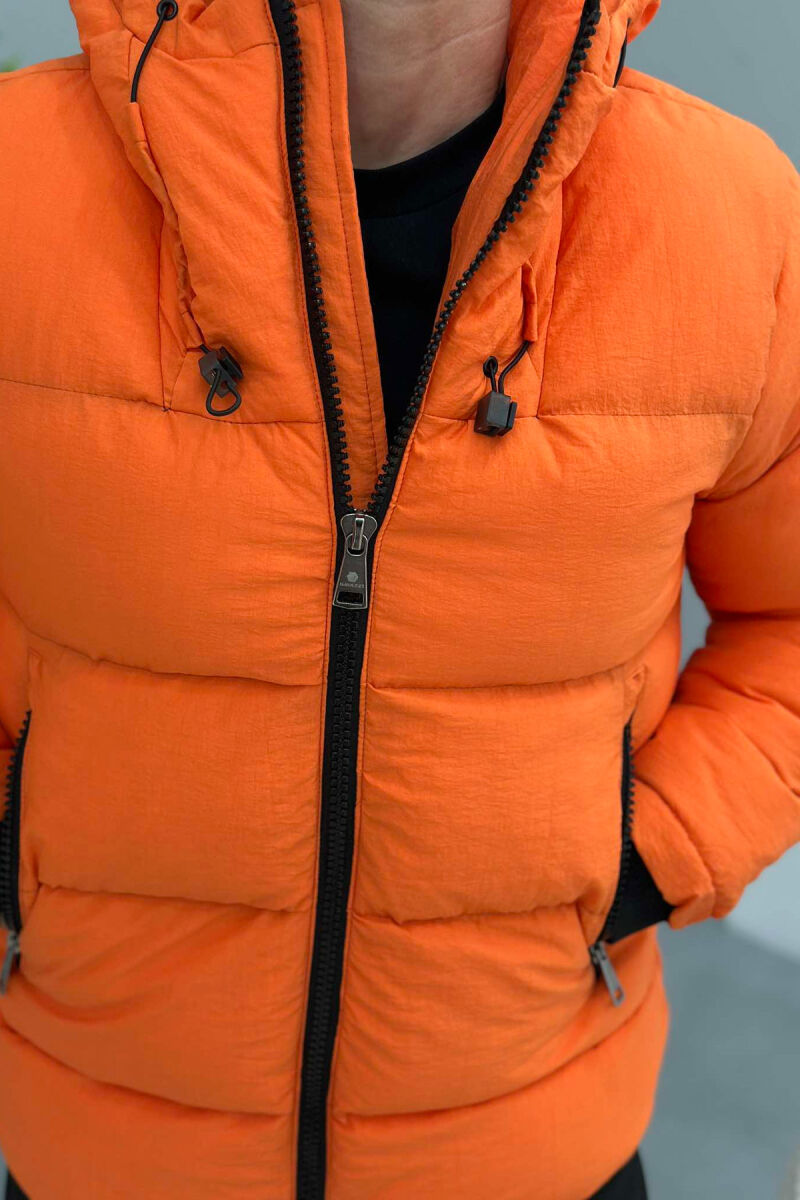 ONE COLOR SIMPLE MEN PUFFER JACKET ORANGE/PORTOKALLI - 5