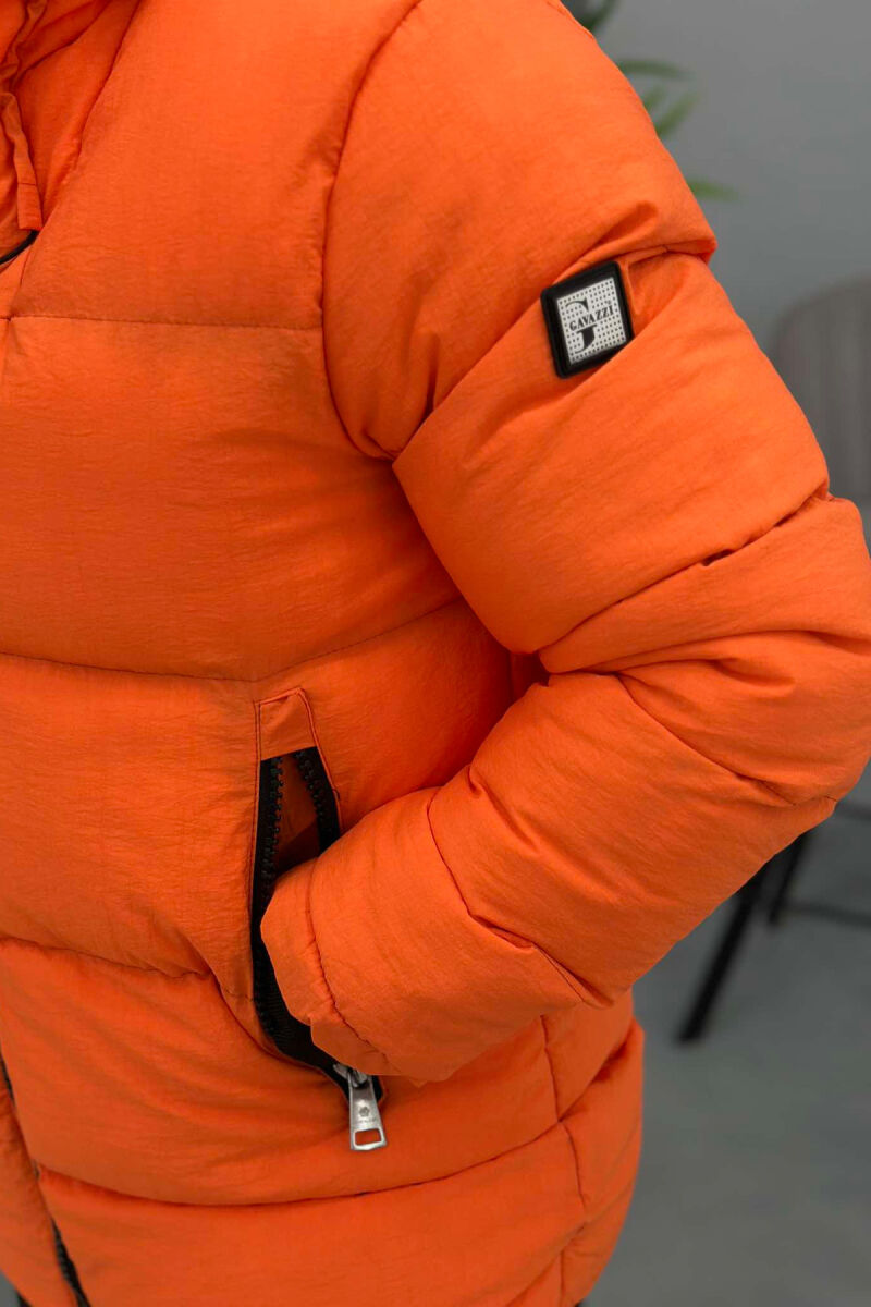 ONE COLOR SIMPLE MEN PUFFER JACKET ORANGE/PORTOKALLI - 6