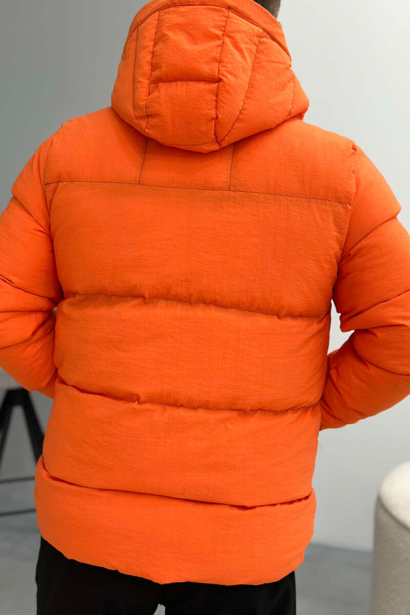 ONE COLOR SIMPLE MEN PUFFER JACKET ORANGE/PORTOKALLI - 7