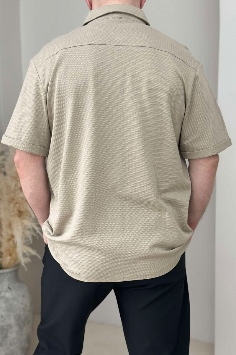 ONE COLOR SIMPLE MEN SHIRT BEIGE/BEZHE - 2
