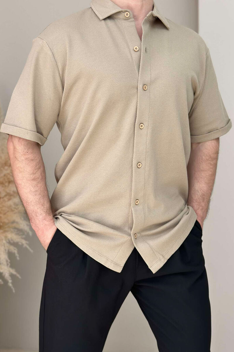 ONE COLOR SIMPLE MEN SHIRT BEIGE/BEZHE - 4