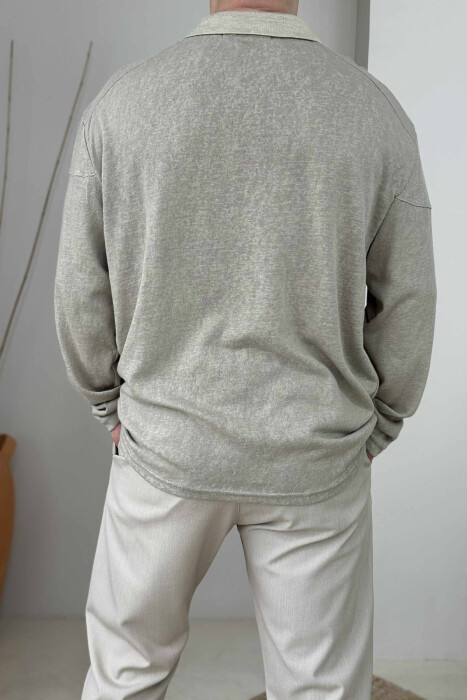 ONE COLOR SIMPLE MEN SHIRT BEIGE/BEZHE - 2
