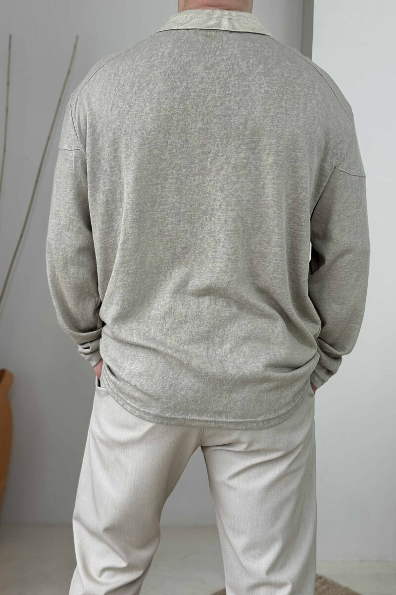 ONE COLOR SIMPLE MEN SHIRT BEIGE/BEZHE - 2