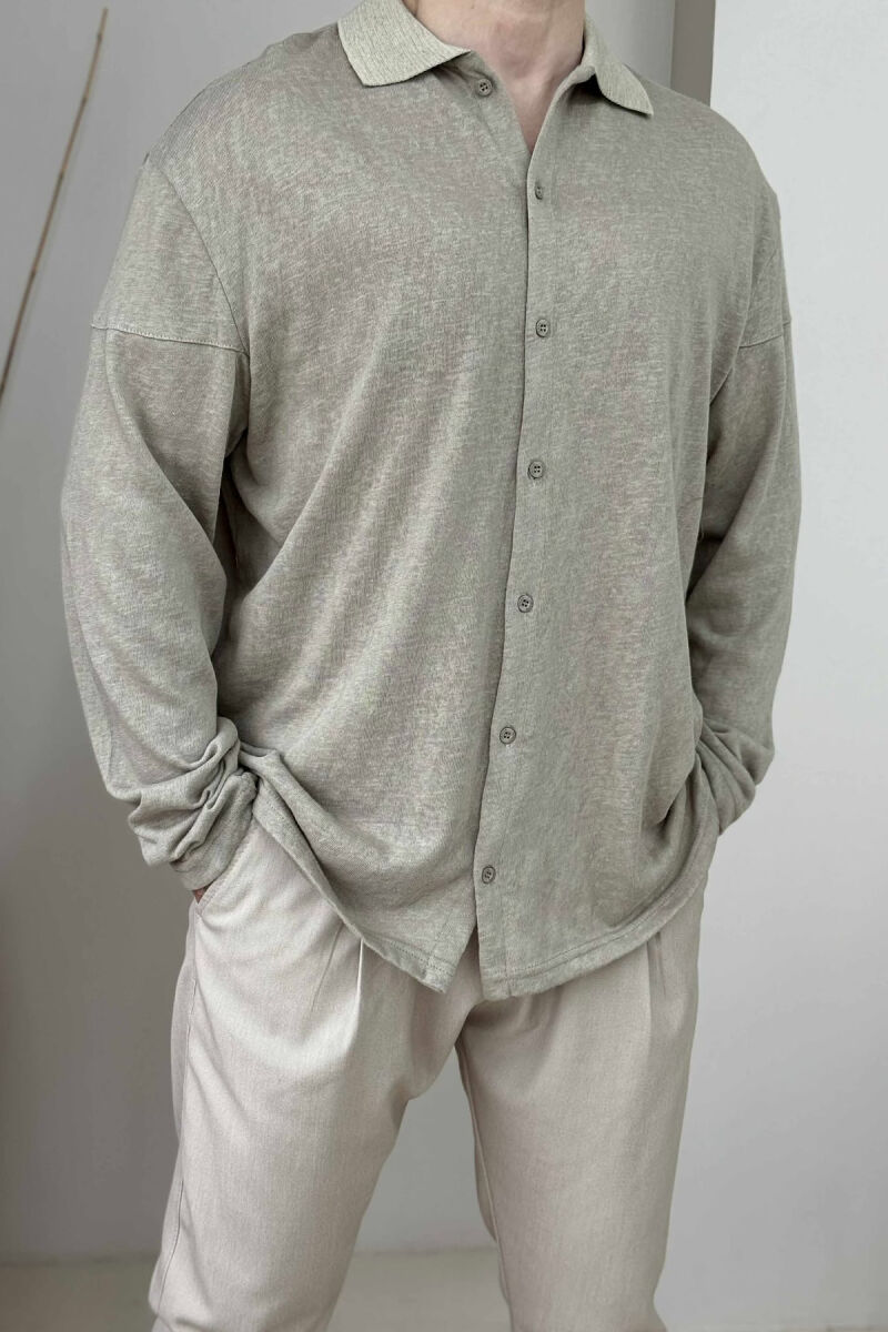 ONE COLOR SIMPLE MEN SHIRT BEIGE/BEZHE - 3