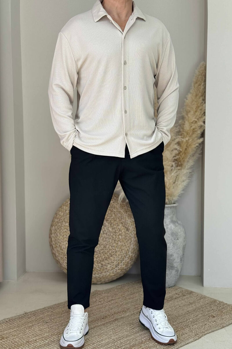 ONE COLOR SIMPLE MEN SHIRT BEIGE/BEZHE - 1