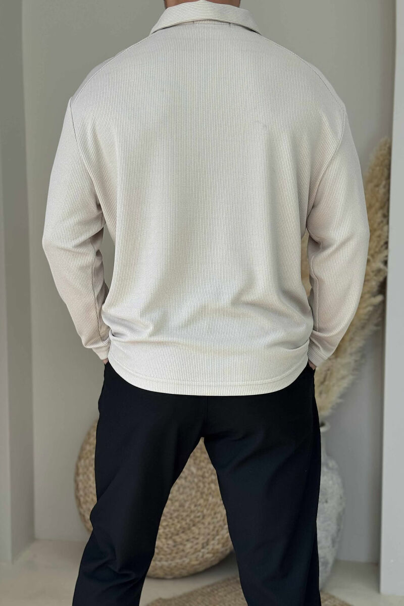 ONE COLOR SIMPLE MEN SHIRT BEIGE/BEZHE - 2