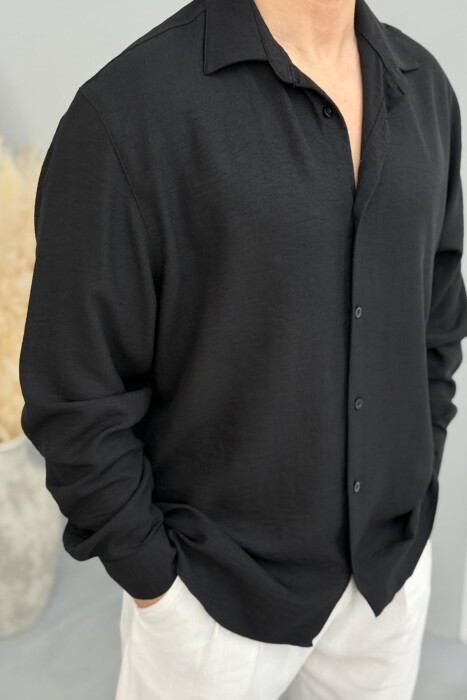 ONE COLOR SIMPLE MEN SHIRT BLACK/ E ZEZE - 2