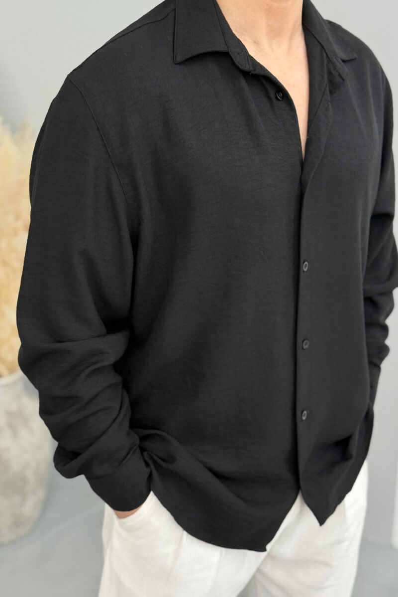 ONE COLOR SIMPLE MEN SHIRT BLACK/ E ZEZE - 2