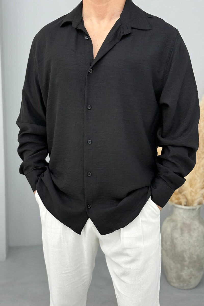 ONE COLOR SIMPLE MEN SHIRT BLACK/ E ZEZE - 3