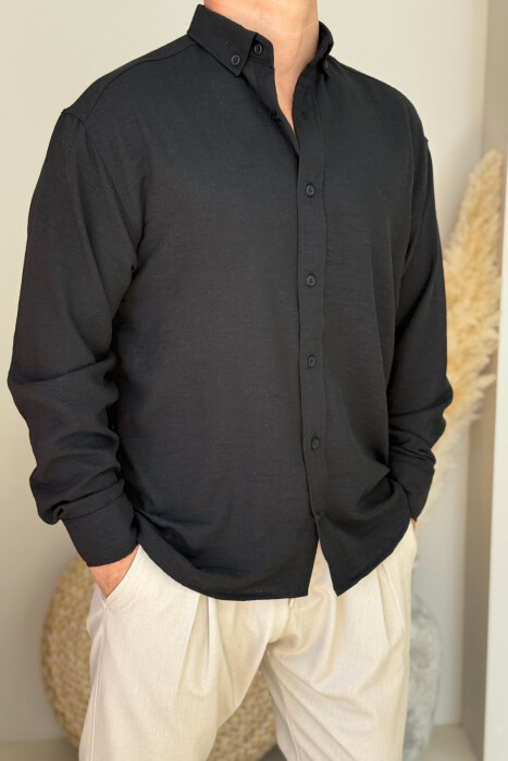ONE COLOR SIMPLE MEN SHIRT BLACK/ E ZEZE - 2