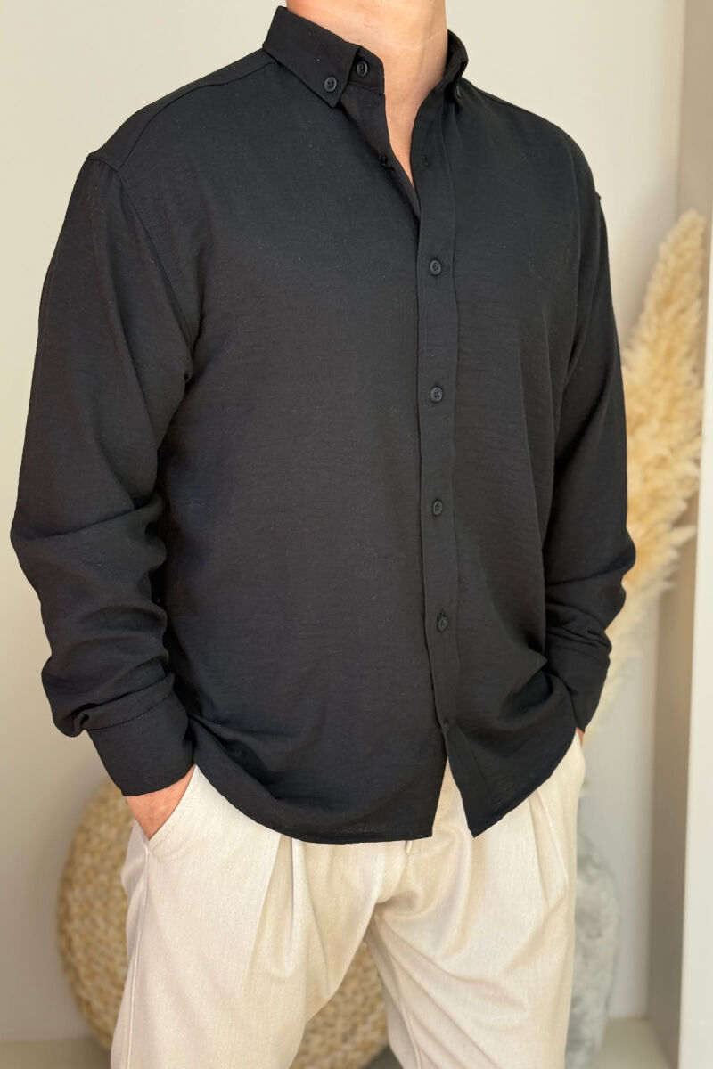 ONE COLOR SIMPLE MEN SHIRT BLACK/ E ZEZE - 2