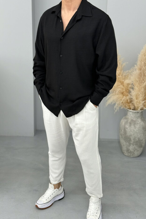 ONE COLOR SIMPLE MEN SHIRT BLACK/ E ZEZE 