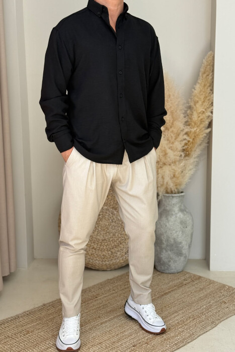 ONE COLOR SIMPLE MEN SHIRT BLACK/ E ZEZE 